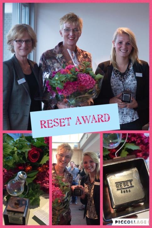 Wat nog meer dit schooljaar? Winnaar RESET Award Het Reset event op donderdag 13 oktober 2016 ging volledig over succesvol opnieuw beginnen.