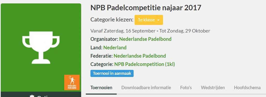 padelcompetitie najaar 2017. Klik op de naam.