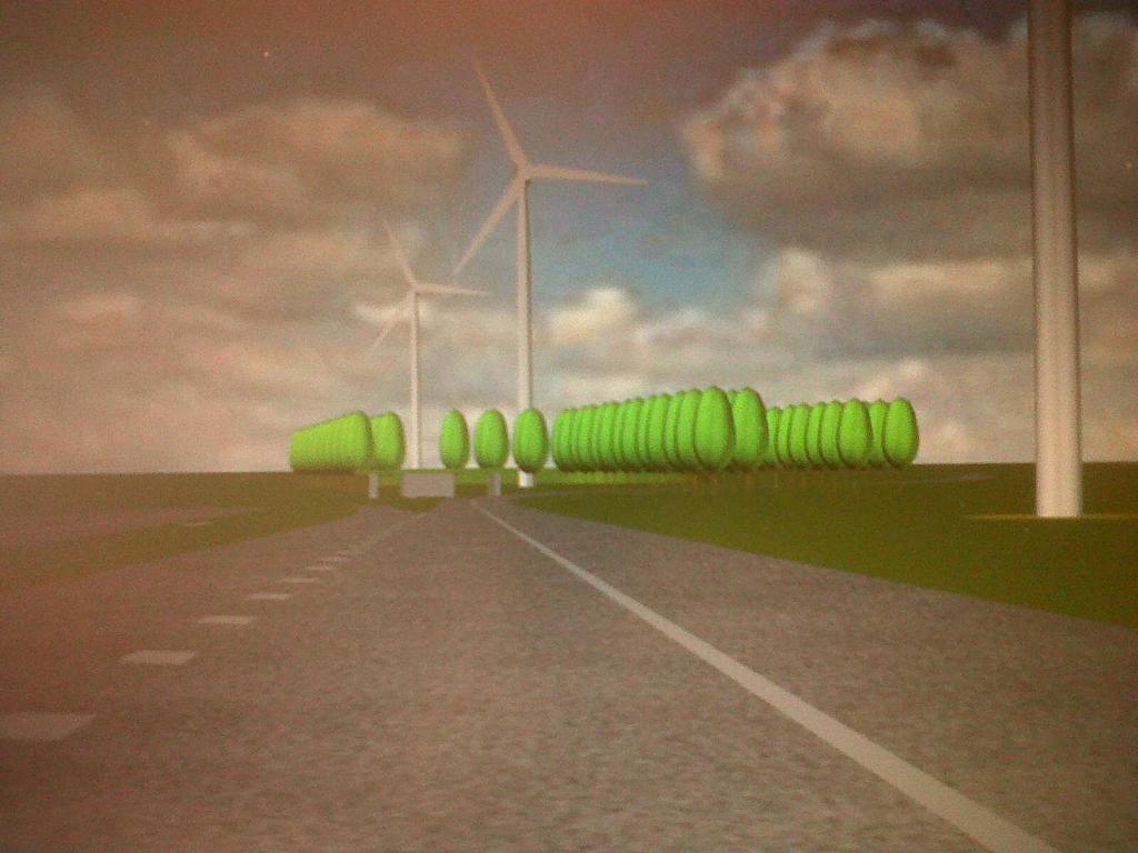 Figuur 5.2: Beelden animatie windturbines nabij afrit Nieuwegein 5.