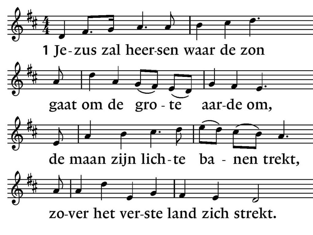 Slotlied: Lied 871 2 Het lied in alle talen zal zijn liefde loven overal, en uit de kindermond ontspringt de lofzang die zijn naam omringt.