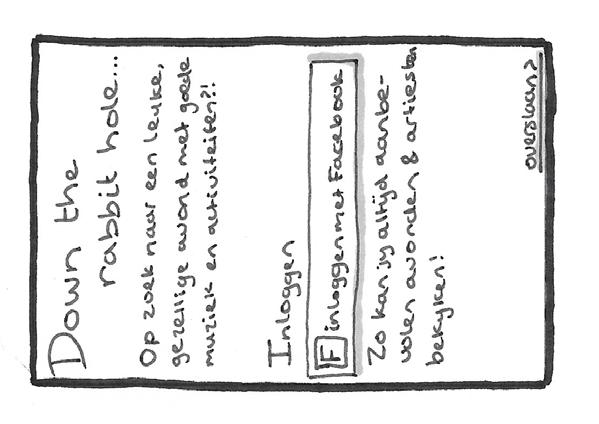 Detailschets inloggen 1. Inloggen met je facebook-account om de gebruiker de mogelijkheid te bieden te kunnen zien wat vrienden je aanbevelen. 2. Extra informatie waarom er ingelogt moet worden 3.