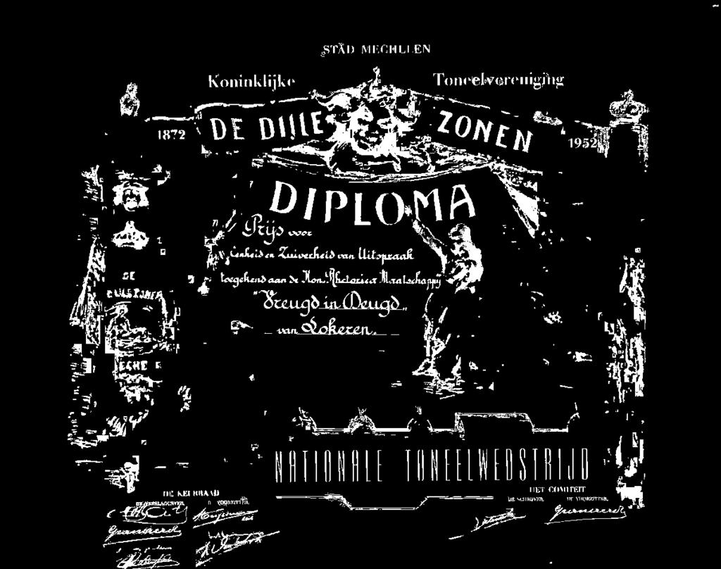 1952 / DIPLOMA / PRIJS VOOR / EENHEID EN ZUIVERHEID VAN UITSPRAAK / TOEGEKEND AAN DE KON.
