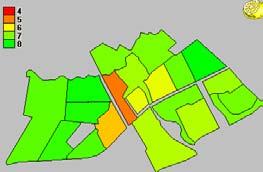 In onderstaande figuur en tabel is het gemiddelde oordeel van de bewoners per buurt gepresenteerd.