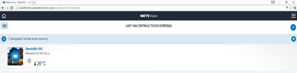 9. Log nu terug in op uw account en men zal merken dat er 1 gekoppelde Centrale