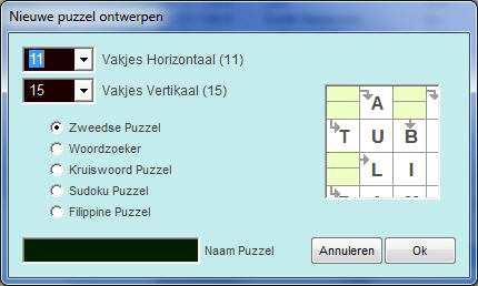 Met dit programma is het mogelijk om zowel een Zweedse puzzel als een Woordzoeker, Kruiswoordpuzzel, Sudoku en een Fillipine puzzel te ontwerpen.