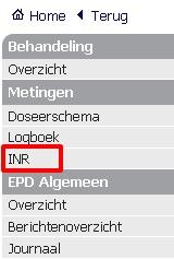 Er volgt een overzicht met de verstuurde INR s van de betrefffende patiënt.