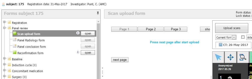 3. Invullen scanformulier en submitten Na het successvol uploaden van de beelden van de scan, gaat u door met het scanformulier invullen en submitten.