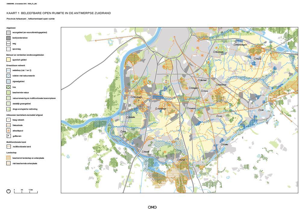 Een nieuwe tussentijdse versie ziet er als volgt uit: Gebiedskaart Beleefbare open ruimte in de Antwerpse Zuidrand -versie oktober.