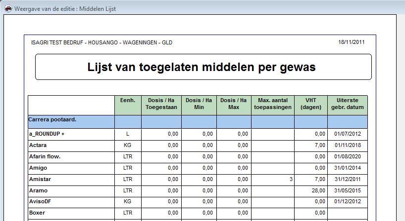 WELKE MIDDELEN MAG IK GEBRUIKEN VOOR MIJN AARDAPPELEN? Niets handiger dan op de magazijnkast een uitgeprint overzicht van de toegelaten middelen per gewas. Hoe maak je dit? 1. Open uw Middelenlijst.