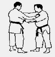KUMI KATA= vast nemen kledij Rechts of Links: Rechtse kumi kata: rechterhand ter hoogte van linker schouder of borst & linkerhand ter hoogte rechter elleboog partner.