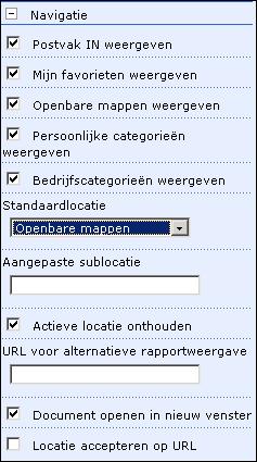 Het webonderdeel Documentenlijst configureren Het webonderdeel configureren 3 Optie Beschrijving Postvak IN weergeven Met deze optie wordt bepaald of de vermelding Postvak IN moet worden weergegeven