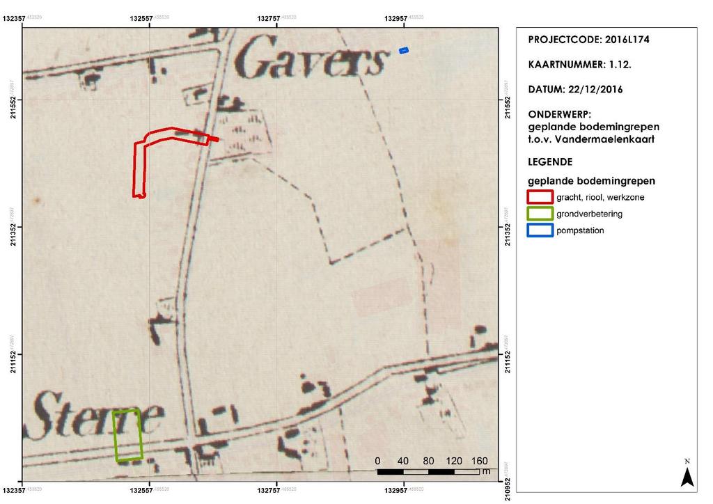 Figuur 1.16: Locatie van het projectgebied ten opzichte van de Vandermaelenkaart (1846-1854). 1.2.2.3. Archeologische context Het projectgebied ligt binnen de archeoregio zandstreek.