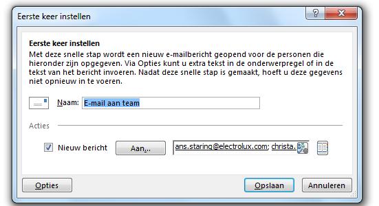 E-mail aan team/ manager 1. Ga naar Start -> Snelle stappen 2.