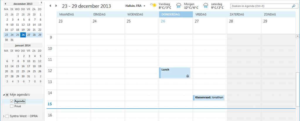 3.1.3 Meerdere agenda s In het navigatievenster wordt een lijst van jouw agenda s weergegeven