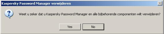 2. Na het selecteren van het verwijderen van Kaspersky Password Manager zal men een nieuw scherm zien.