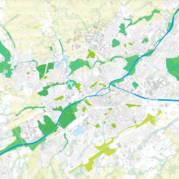 3. LANDSCHAP Landschap aan je voordeur Kortrijk als stad waar: Relatief grote landschappen tot diep in het centrum reiken (Leie-boorden, Heulebeek).