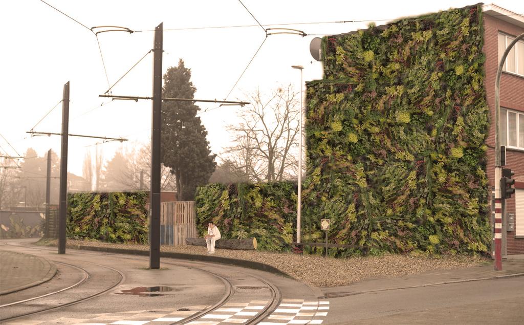 1 / voormalige tramhalte, Ferrerlaan Aanpassing : verticale tuin,