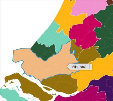 In de volgende paragrafen is per voorziene gebiedsfunctie ingegaan op het bepalen van de regionale vraag. Afbeelding 3.1 Bepalen van de regio: Rotterdam is gelegen binnen de COROP subregio Rijnmond.