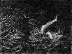 Dit is getekend naar een fragment van het schilderij de val van Icarus van Pieter Breughel de Oude