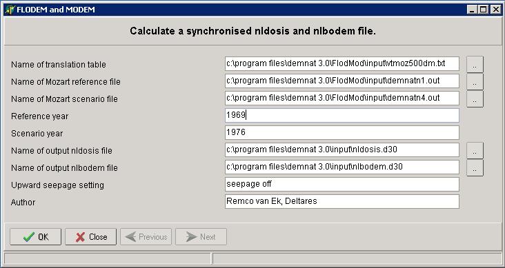 MODEM3 aansturing in de GUI Zoals aangegeven bevat de GUI van DEMNAT een menu waarin de invoer en uitvoer kan worden aangegeven en waarin de module MODEM3.exe kan worden aangestuurd.