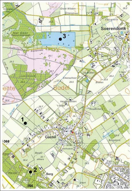 Stichting RAVON Figuur 4. Gebied De Gastelse heide en Woutjespeel met de ligging van de onderzochte wateren. Tabel 5.