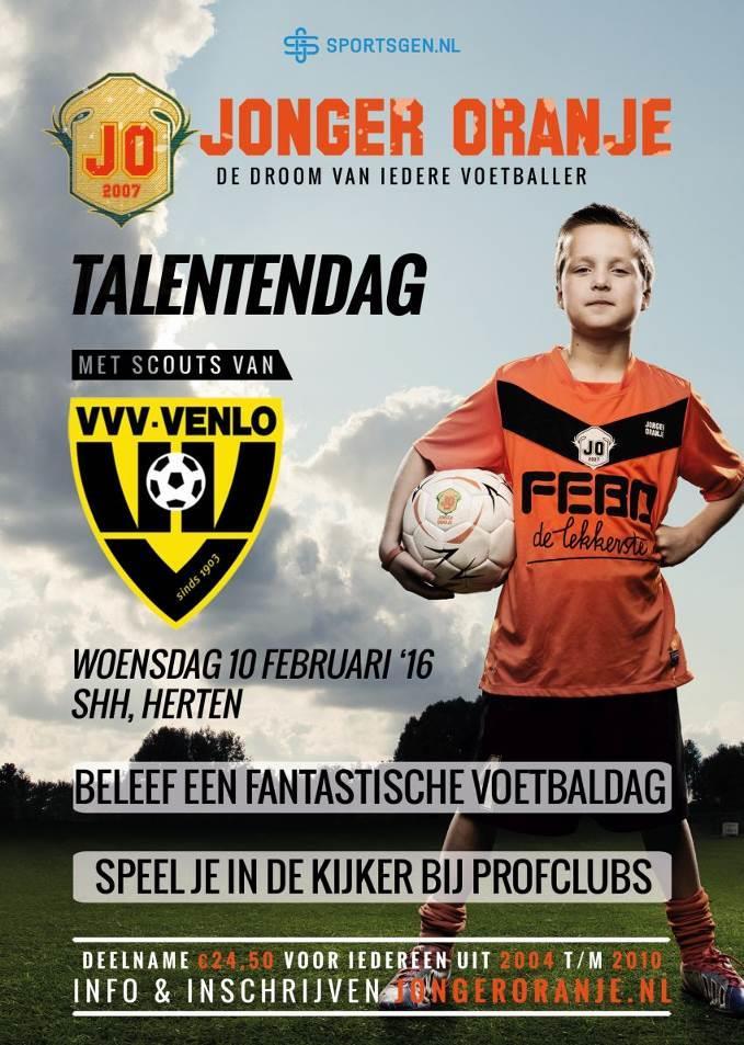 Alle jongens en meisjes krijgen de kans om hun droom te verwezenlijken: een stage bij VVV-Venlo en/of een plek in het Jonger Oranje (regio)team.