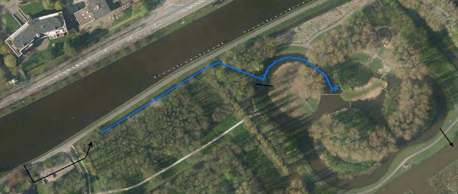Figuur 4.2 stromingsprofiel speelvijver Het water wordt vanuit het Rijn-Schiekanaal onder vrij verval in de toevoersloot ingelaten.