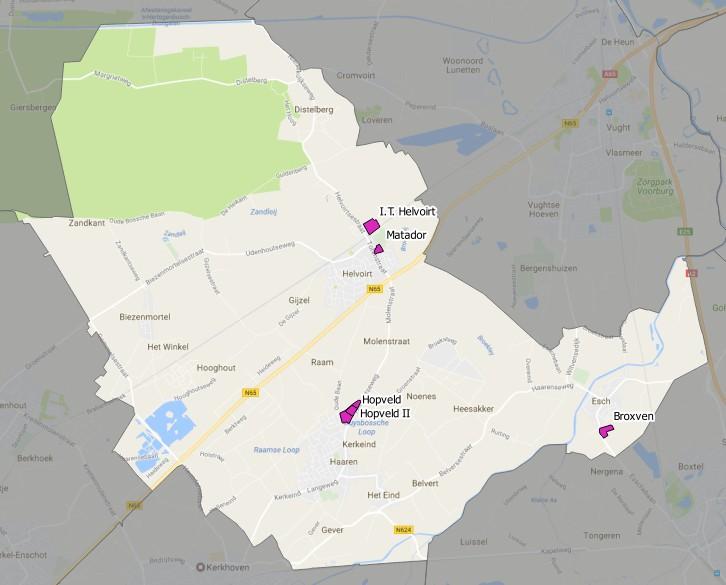 7. Bedrijventerreinen 7.1 Areaal De gemeente Haaren heeft een beperkt areaal bedrijventerreinen.