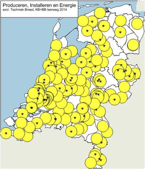 Kaart 19: spreiding profiel Produceren,