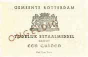 Noodgeld 1ste WO 1277. Noodgeld 1ste W.O. 1 gulden.