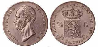 2½ gulden Willem II 1844. Fraai +. 576.