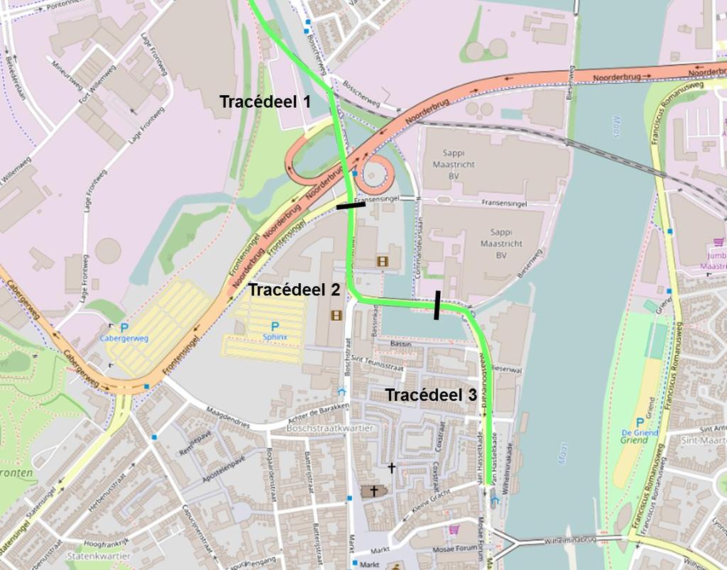 2 ONTWERP 2.1 Inleiding Vanaf de Belgische grens volgt de tram het bestaande goederenspoor richting de binnenstad van Maastricht.