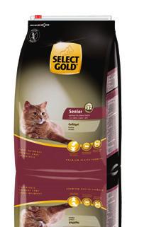 +12 SELECT GOLD +12 voor oudere katten Samenstelling: TARWEVRIJ SELECT GOLD +12 Gevogelte is door de speciale samenstelling bijzonder geschikt voor oudere katten vanaf ongeveer 12 jaar.