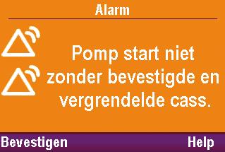 Helpschermen alarm Wanneer bepaalde alarmen optreden, is er soms extra informatie beschikbaar op het pompscherm.