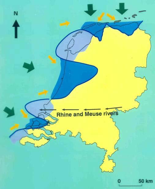 Holocene sediment balans 1. bronnen bronnen: Noordzee bodem Pleistocene afzettingen.