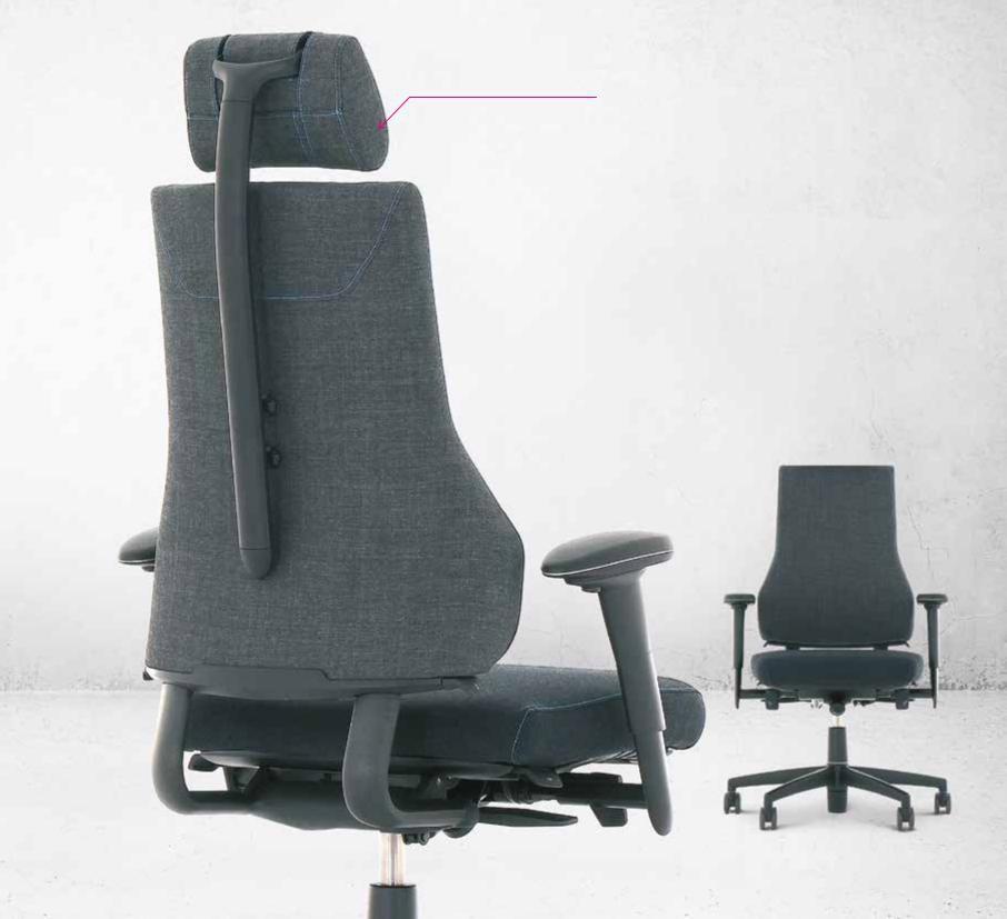 Geef je stoel extra uitstraling door te kiezen voor een in hoogte en diepte verstelbare hoofdsteun. Axia 2.4 De extra hoge rug geeft de stoel status en allure.