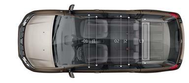 AFMETINGEN LOGAN MCV VOLUME BAGAGERUIMTE (in dm 3 volgens ISO-norm 3832) Volume bagageruimte (in liter volgens ISO-norm) 5 zitplaatsen 573 Volume bagageruimte 2 zitplaatsen (met achterbank