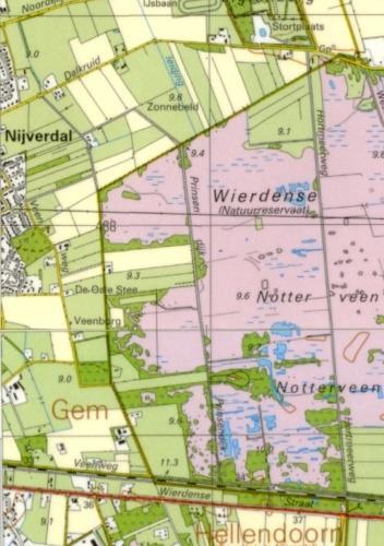 Figuur 5.7. Het westelijk deel van het Wierdense Veld, jaren 90 van de 20 e eeuw. Het gebied heeft enkele agrarische inhammen.