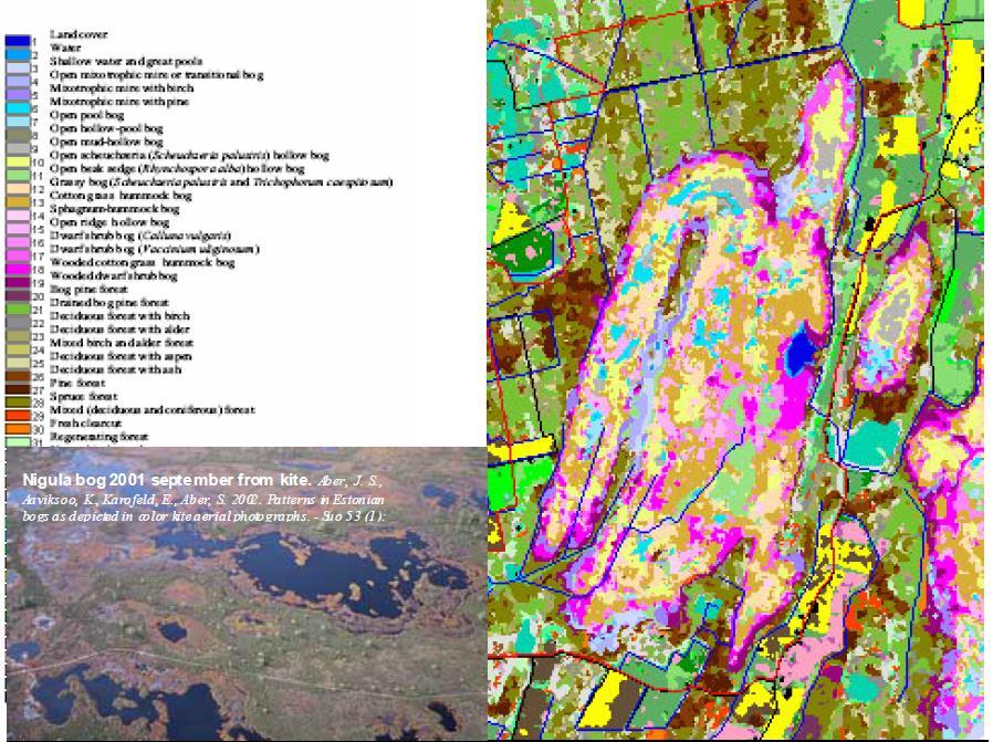 Figuur 8.53. Vlakdekkende kartering van de ecotopen van Garriskil bog (County Westmeath) op basis van de aanwezige vegetatiegemeenschapcomplexen.