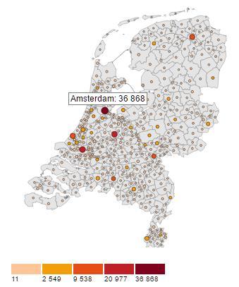 Leeftijd: Regio-indeling: Selecteer hier 20 25 jaar Selecteer hier gemeenten Er opent zich dan een overzichtskaart van Nederland, waar je op zoek moet gaan naar Amsterdam.