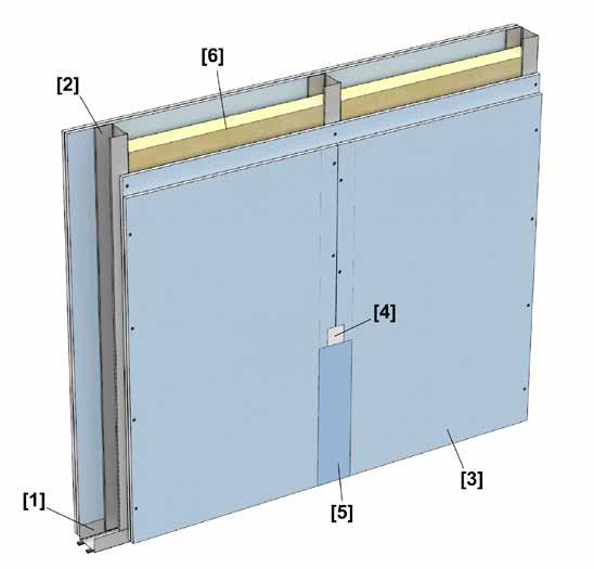 Metal Stud -scheidingswand op enkel frame Scheidingswanden in ruimtes met matige blootstelling aan hogere luchtvochtigheid (privé- of hotelbadkamers) MS 125 GH/2.75.