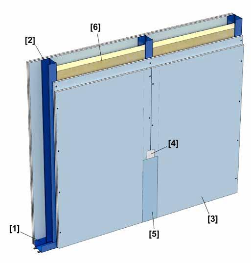 Glasroc H Metal Stud -scheidingswand op enkel frame Scheidingswanden in ruimtes met hoge blootstelling aan hogere luchtvochtigheid (zwembaden, openbare douches) MS C5-M 125 GH/2.75.