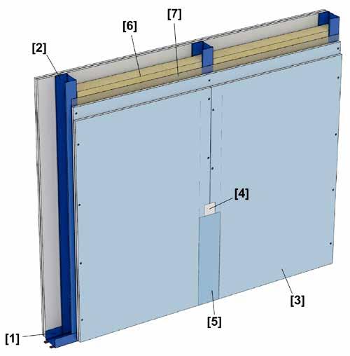 Metal Stud -scheidingswand op enkel frame Scheidingswanden in ruimtes met hoge blootstelling aan hogere luchtvochtigheid met hybride opbouw incl. dampdichte folie aan vochtige zijde (bv.