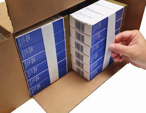 Flexibilité supplémentaire grâce aux bandes pré-imprimées, auxquelles on ajoutera les codes nécessaires lors de l emballage.