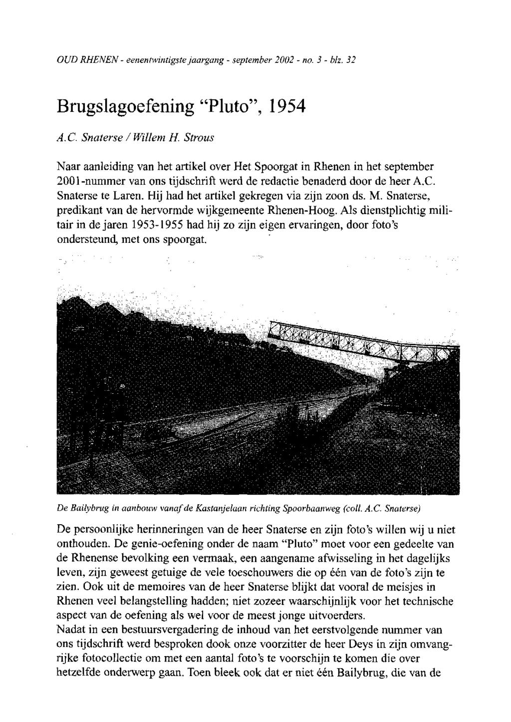 OUD RHENEN - eenentwintigste jaargang - september 2002 - no. 3 - blz. 32 Brugslagoefening "Pluto", 1954 A.C. Snaterse / Willem H.