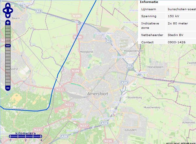 4.5 Hoogspanningslijnen en zendmasten De zones rond het bovengrondse hoogspanningsnet zijn door het RIVM vastgelegd in de Netkaart. Deze Netkaart bevat de breedte van de indicatieve zone.