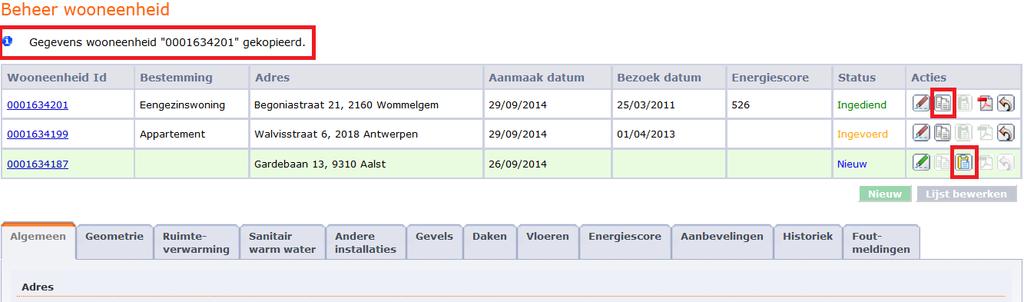 Als u tijdens het bewerken van een wooneenheid op het icoon Bewerken van een andere wooneenheid klikt, krijgt u de volgende boodschap: Als u op de knop Ja klikt, dan gaat u naar de andere wooneenheid