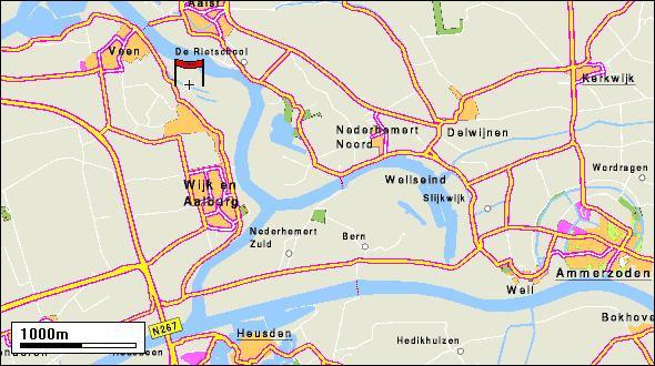 Routebeschrijving vanaf A59 afslag (42) 's-hertogenbosch: Volg de borden Wijk en Aalburg. Over de brug rotonde 3 kwart en meteen weer links. Draai met de bocht mee onder de brug door.