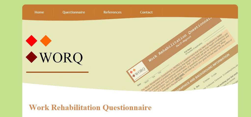 WORQ (WOrk Rehabilitation Questionnaire) http://www.myworq.org/ M.Finger, R.