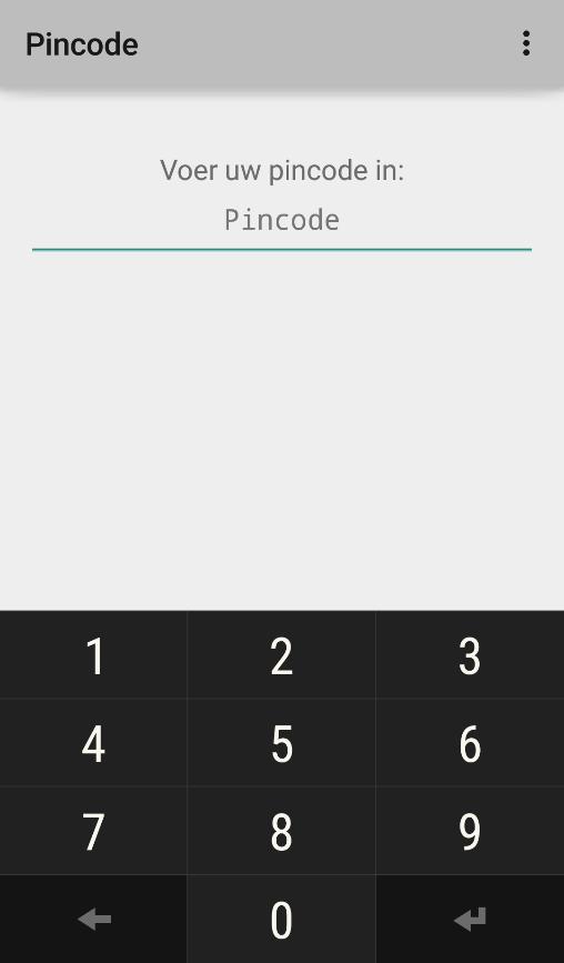 Elke keer wanneer men de App wil gebruiken, dient de pincode, zoals verkregen in Stap 1 te worden ingetoetst.